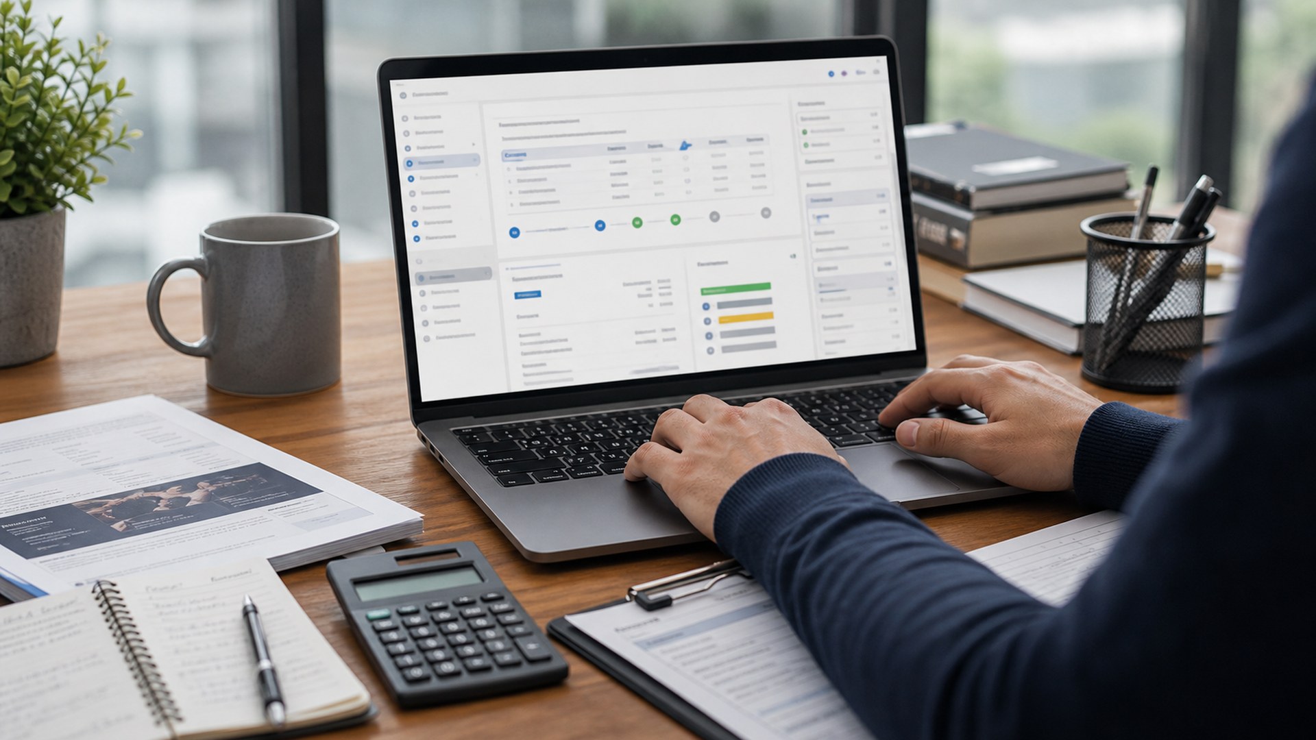Ultra photorealistic business office scene representing DealHub AI proposal writing software