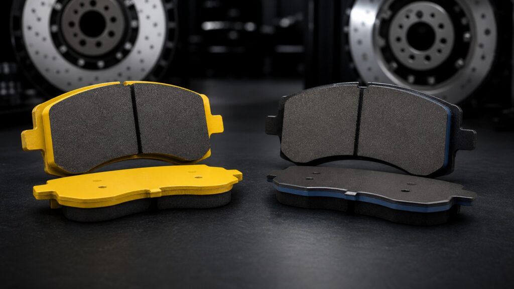 EBC Yellowstuff and StopTech Street Performance performance brake pads compared side by side