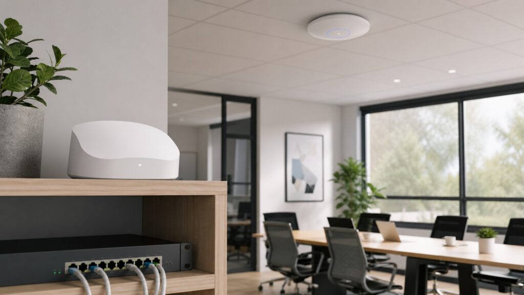 Eero Pro 6E vs Ubiquiti UniFi U7 Pro business comparison image