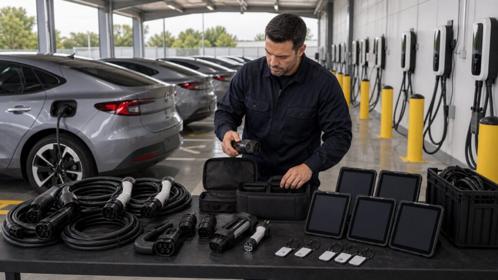 ev charging & electric vehicle gear shopping setup for public and fleet charging with practical vehicle-focused details