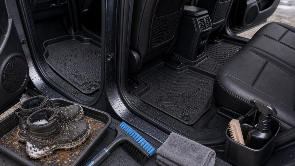 floor protection shopping setup for all-weather interior use with practical vehicle-focused details