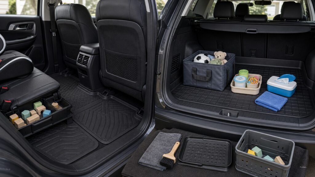 floor protection shopping setup for family vehicle organization with practical vehicle-focused details