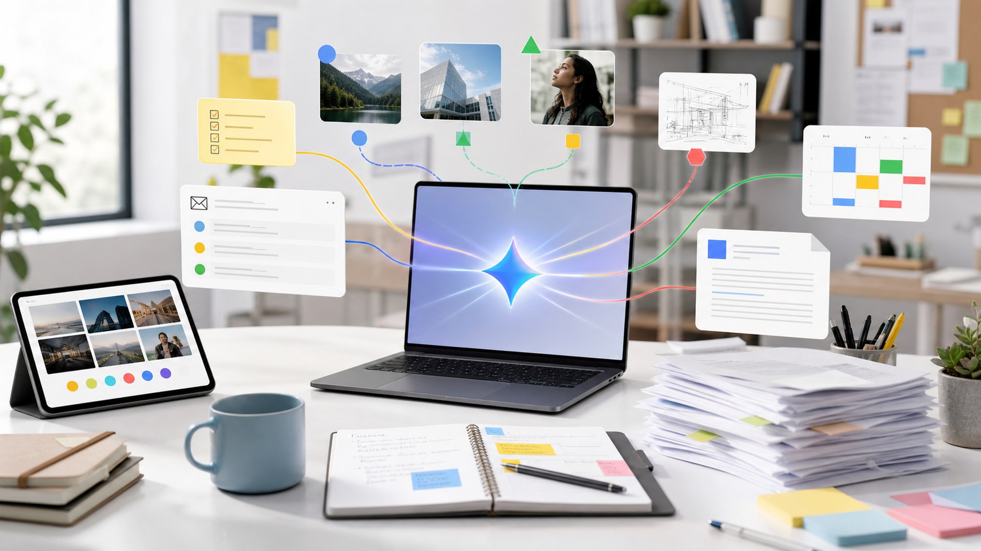Gemini represented as a brand-neutral AI assistant workflow image