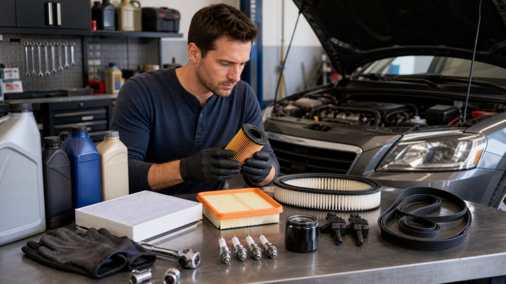 automotive replacement parts shopping setup for preventive maintenance schedules with practical vehicle-focused details