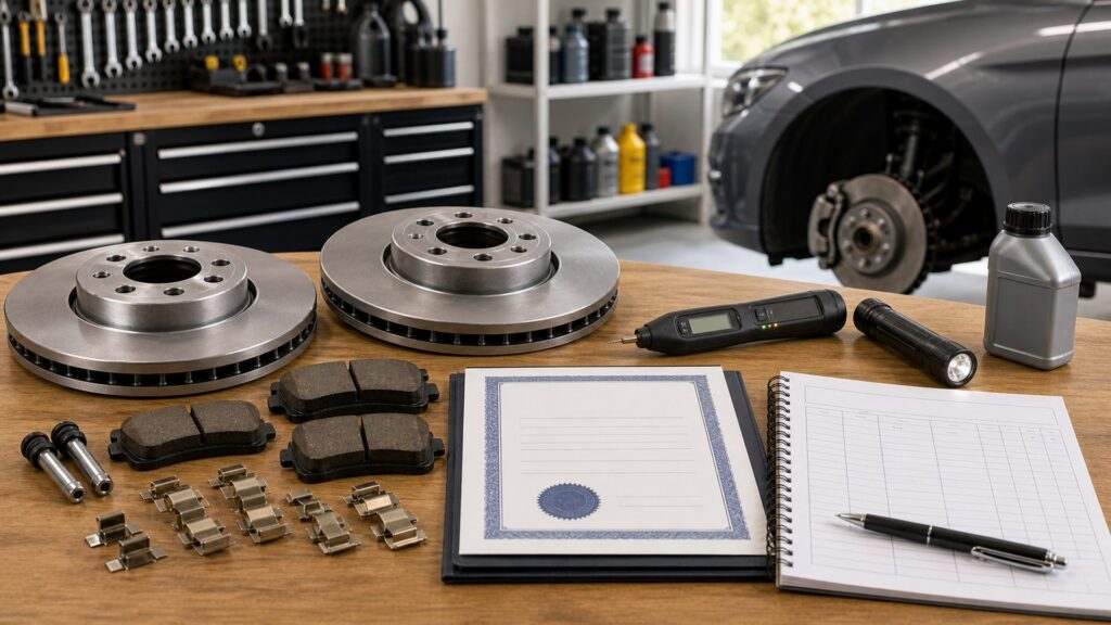 brake components shopping setup for warranty and service life with practical vehicle-focused details