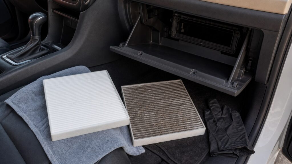 cabin air filters buying guide scene with related filters prepared for HVAC housing filter fit checks