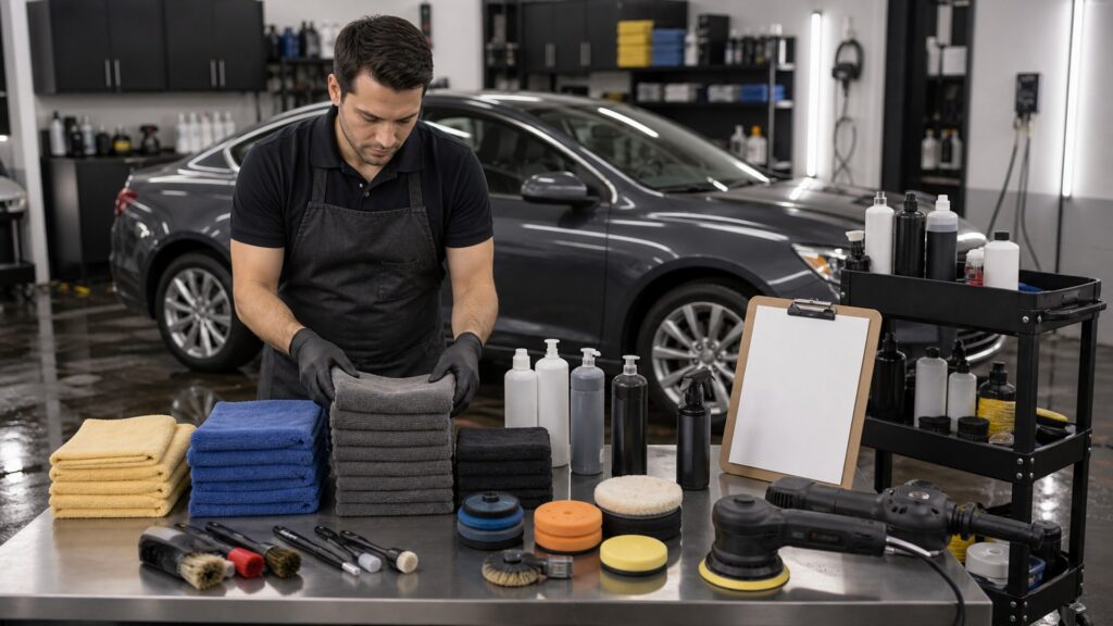 car care & detailing shopping setup for detailer workflow planning with practical vehicle-focused details