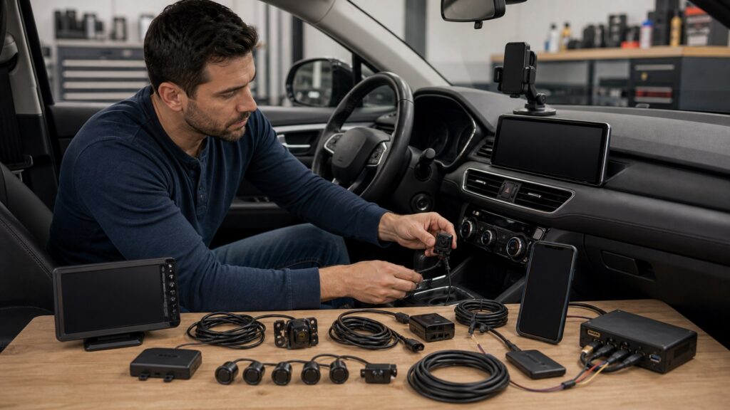 car electronics & driving tech shopping setup for screen, sensor, and app integration with practical vehicle-focused details