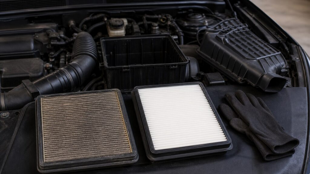 engine air filters buying guide scene with related filters prepared for engine airbox airbox fit checks