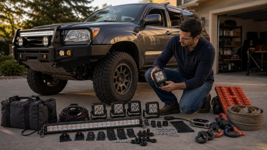 lighting & visibility shopping setup for off-road lighting setups with practical vehicle-focused details