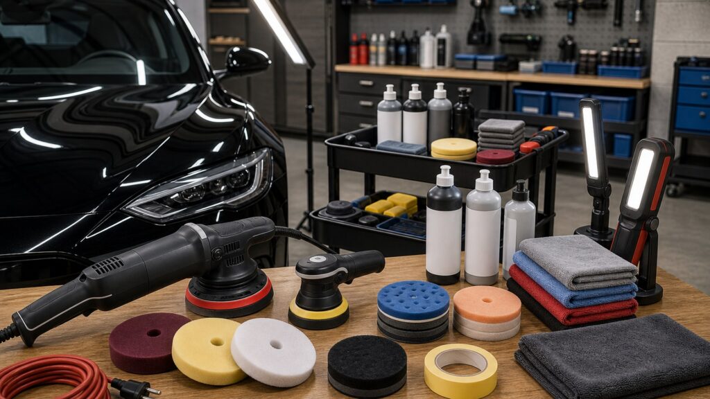 polishing & paint correction shopping setup for garage detailing setups with practical vehicle-focused details