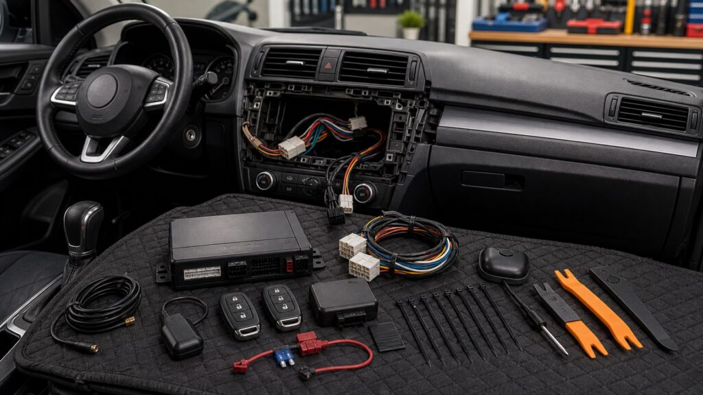 vehicle security systems shopping setup for in-dash upgrade planning with practical vehicle-focused details