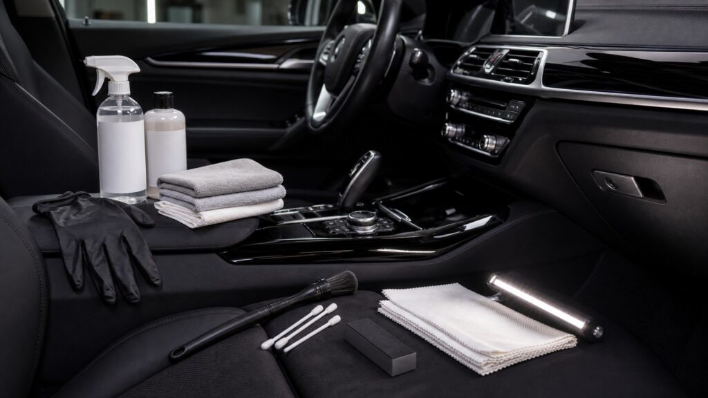 interior cleaning shopping setup for ceramic protection planning with practical vehicle-focused details