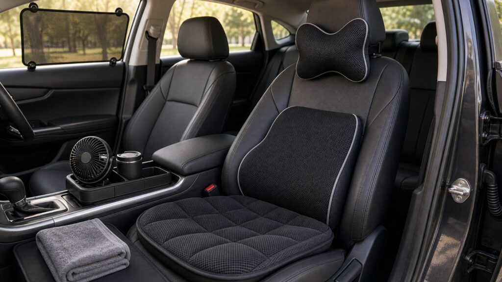 interior comfort shopping setup for cabin comfort upgrades with practical vehicle-focused details