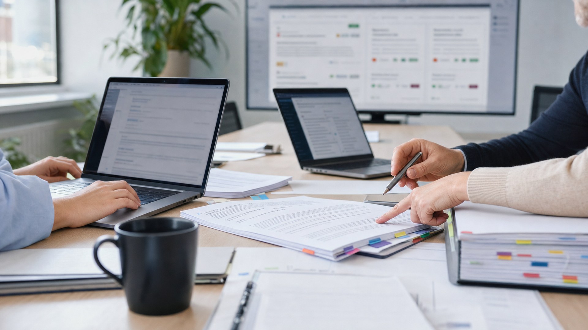 Ultra photorealistic business office scene representing Loopio AI proposal writing software