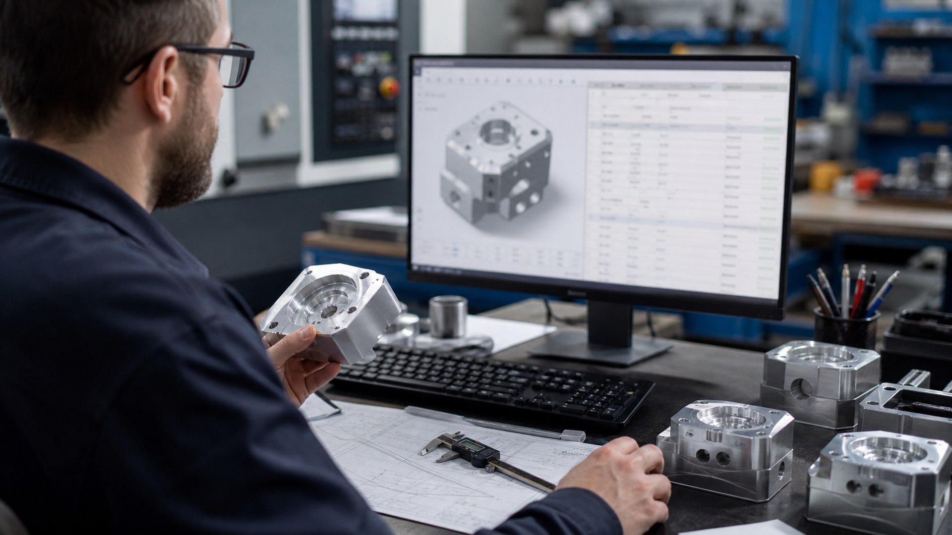 Machine Research AI tool for CNC shops editorial software concept