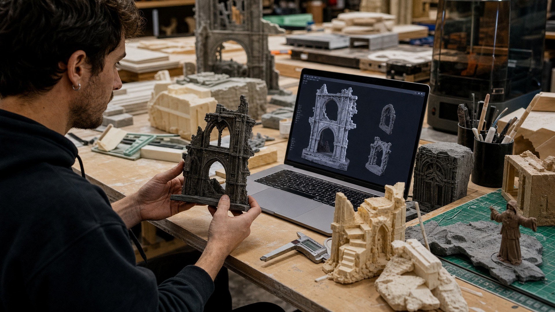 Meshy AI tool concept for scenic fabrication workflows