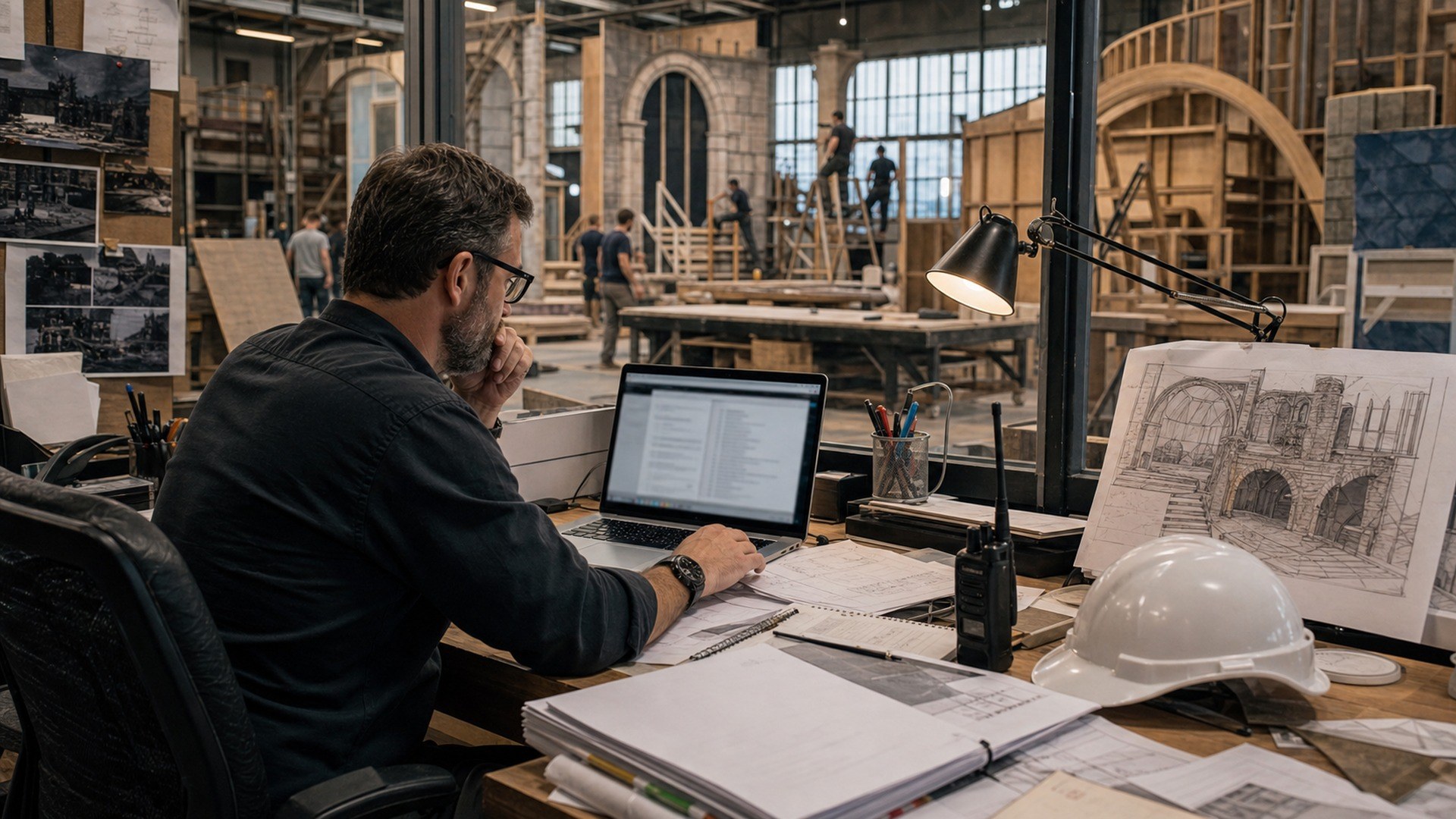 Microsoft 365 Copilot AI tool concept for scenic fabrication workflows