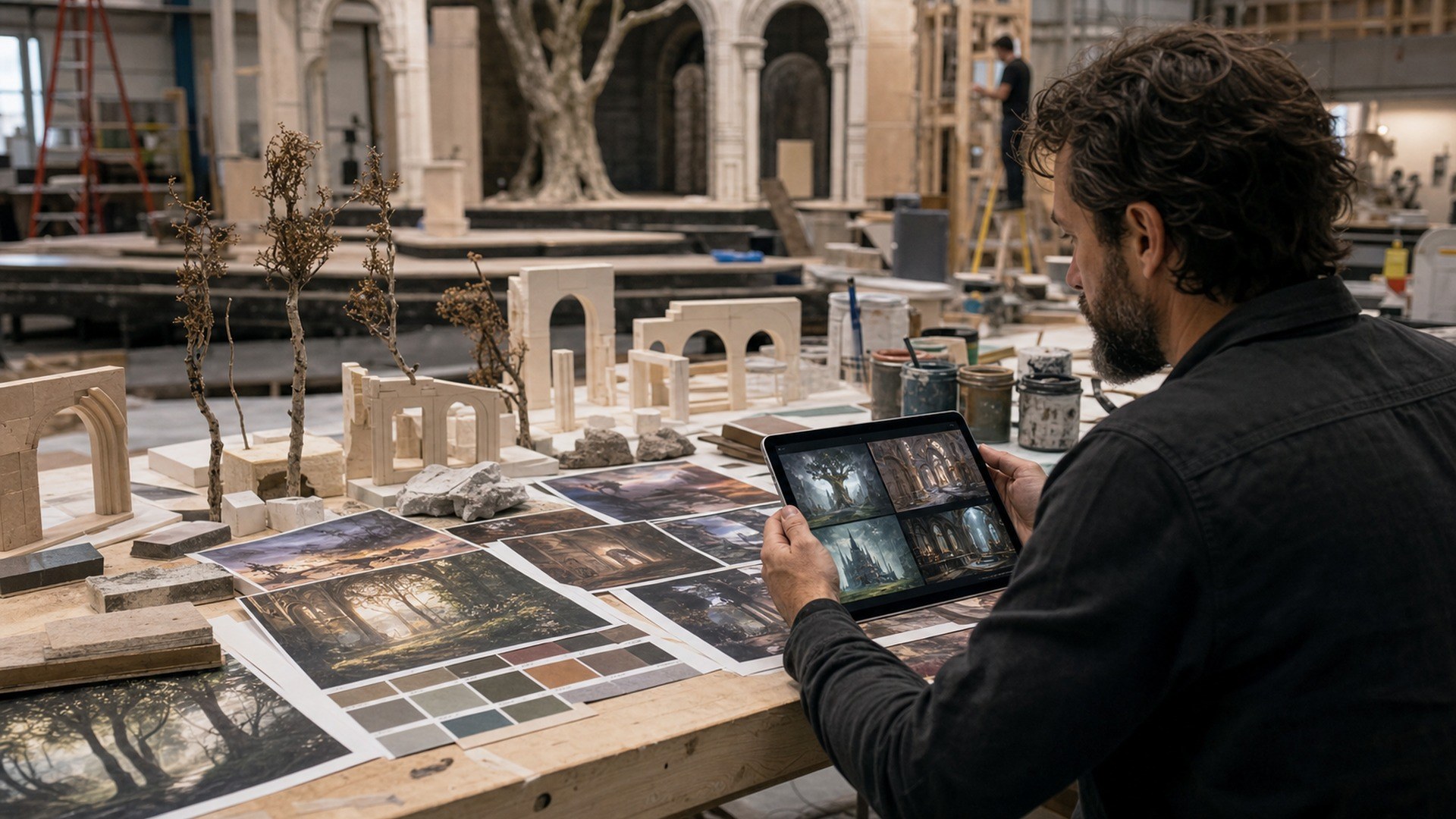 Midjourney AI tool concept for scenic fabrication workflows