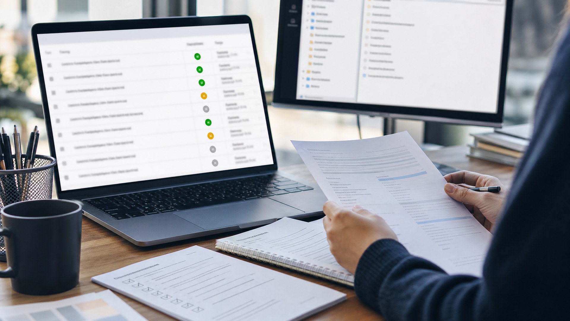 Ultra photorealistic business office scene representing Responsive AI proposal writing software