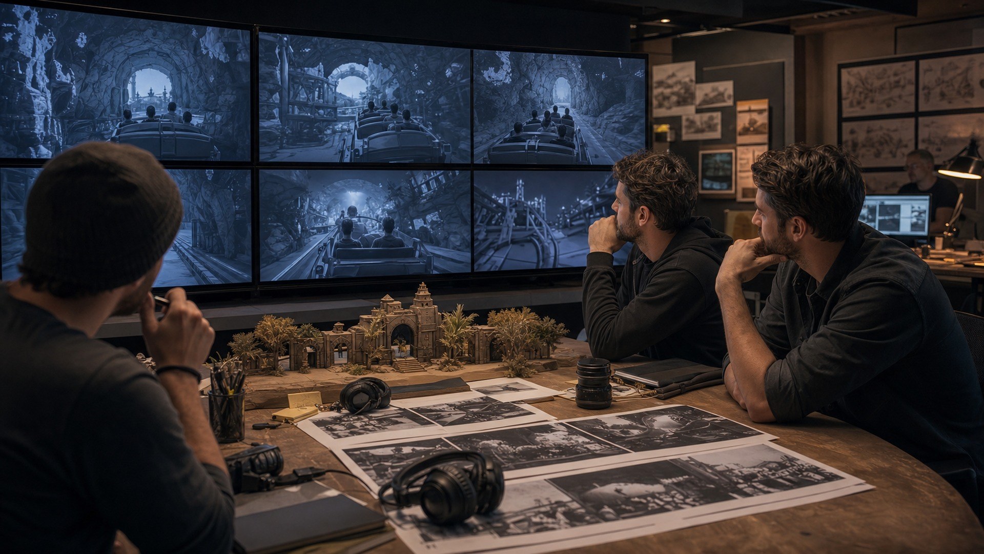 Runway AI tool shown in a theme park design studio workflow