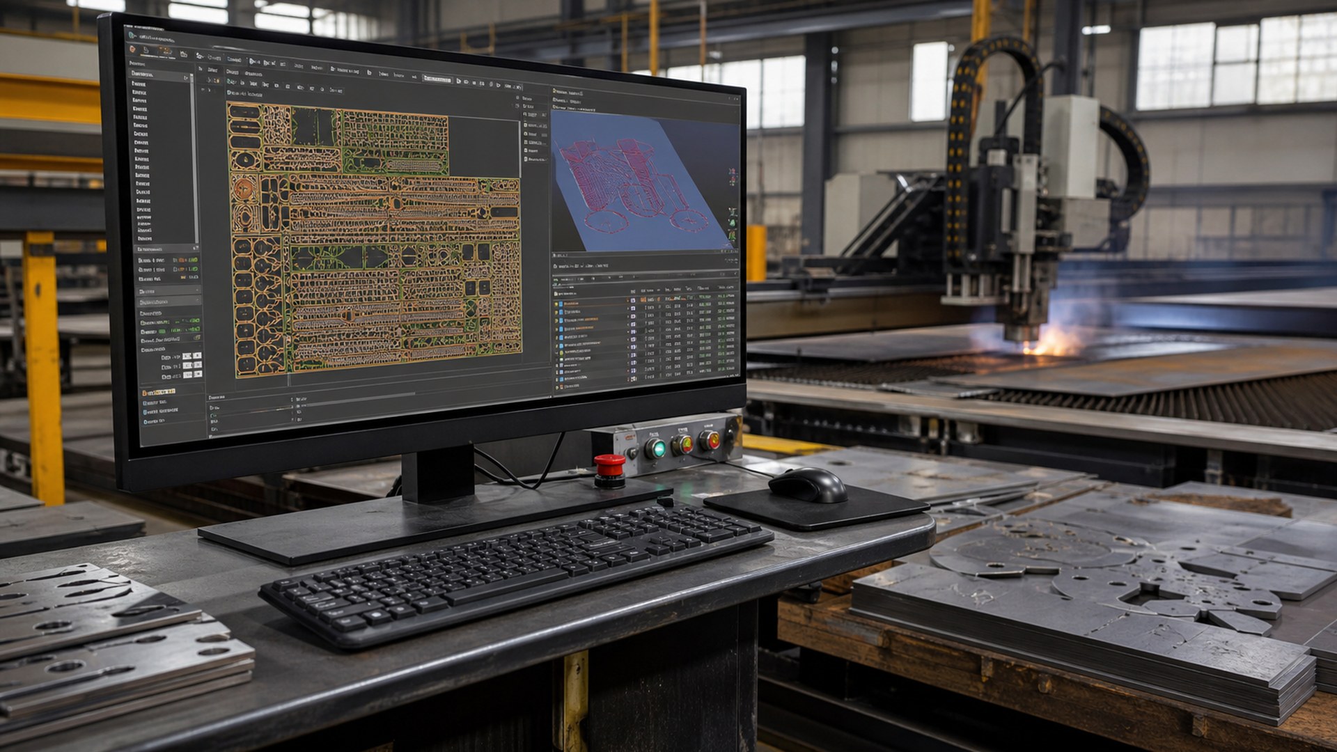 SigmaNEST AI fabrication shop software editorial interface concept