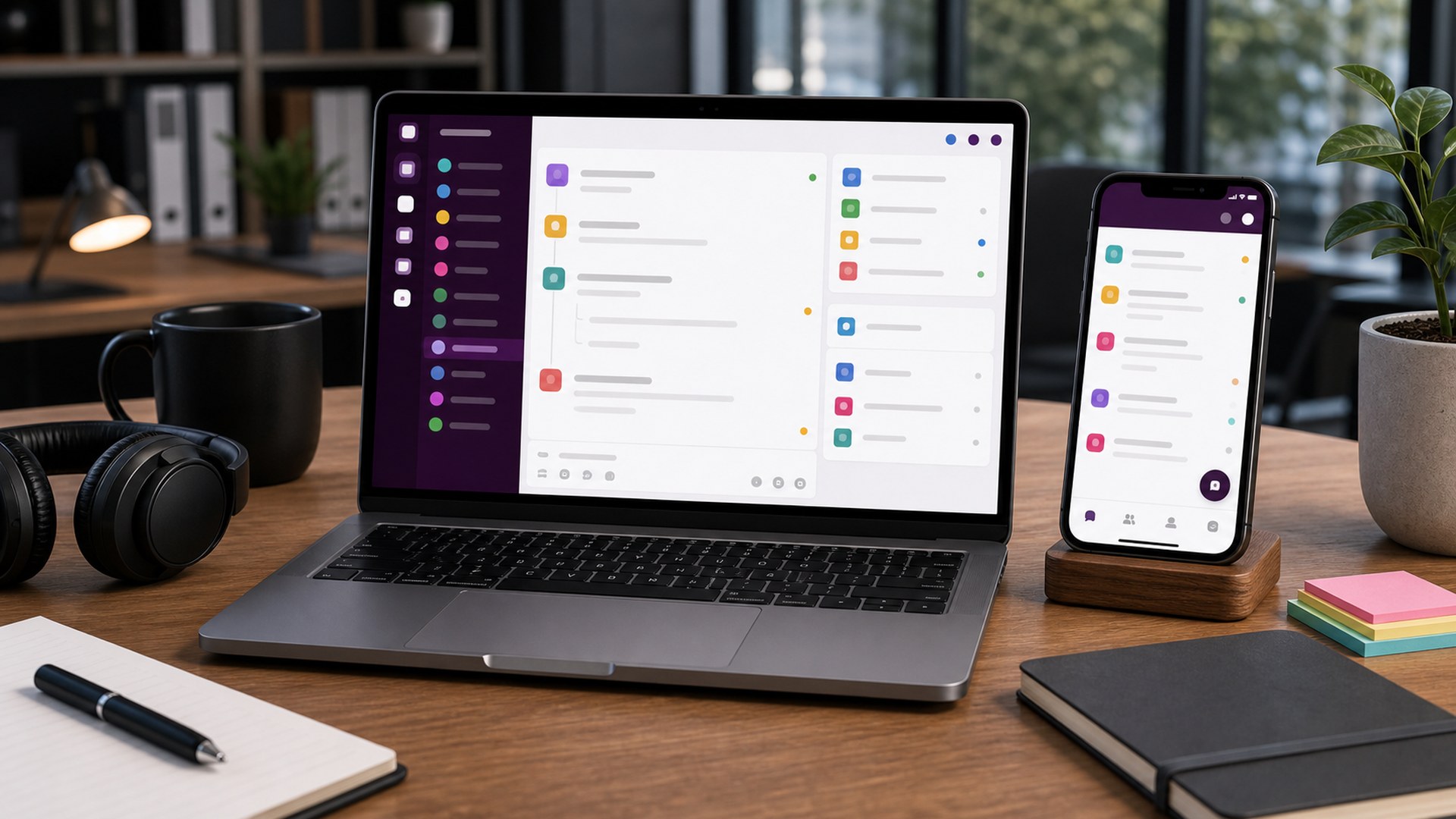 Slack Business+ shown in a premium business workspace