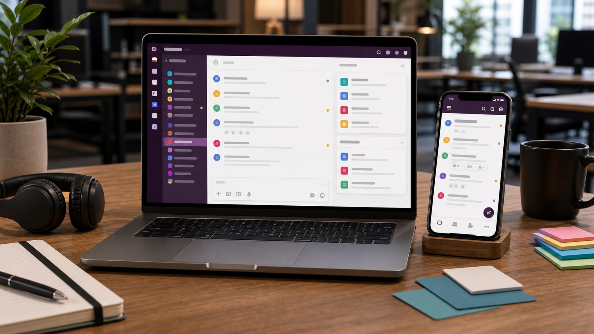 Slack Business+ shown in a premium business workspace