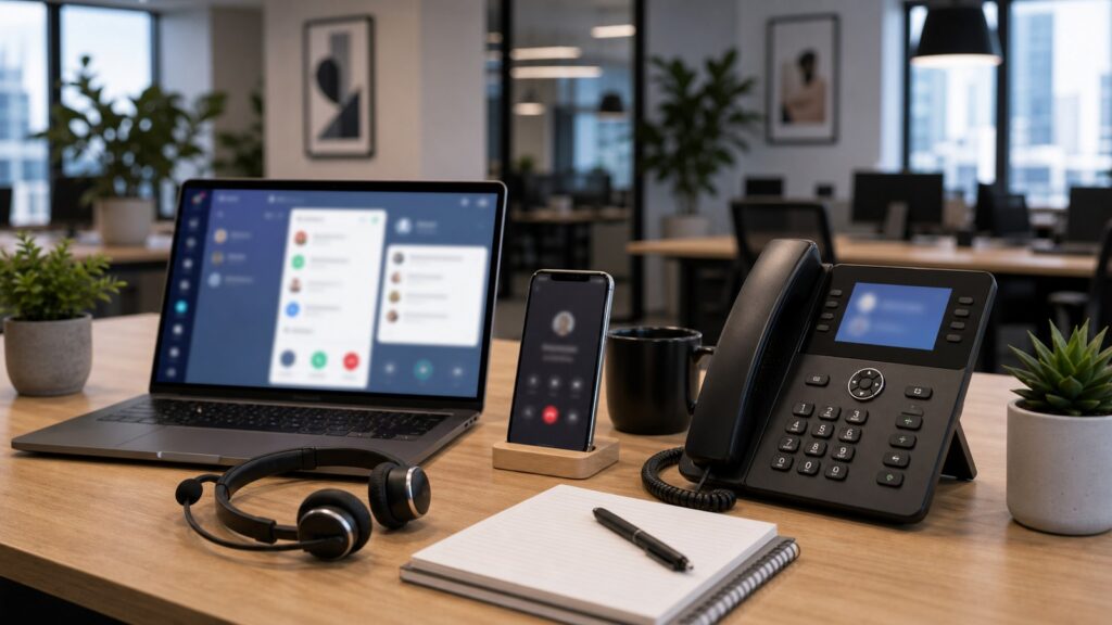 Softphones vs Desk Phones business comparison image