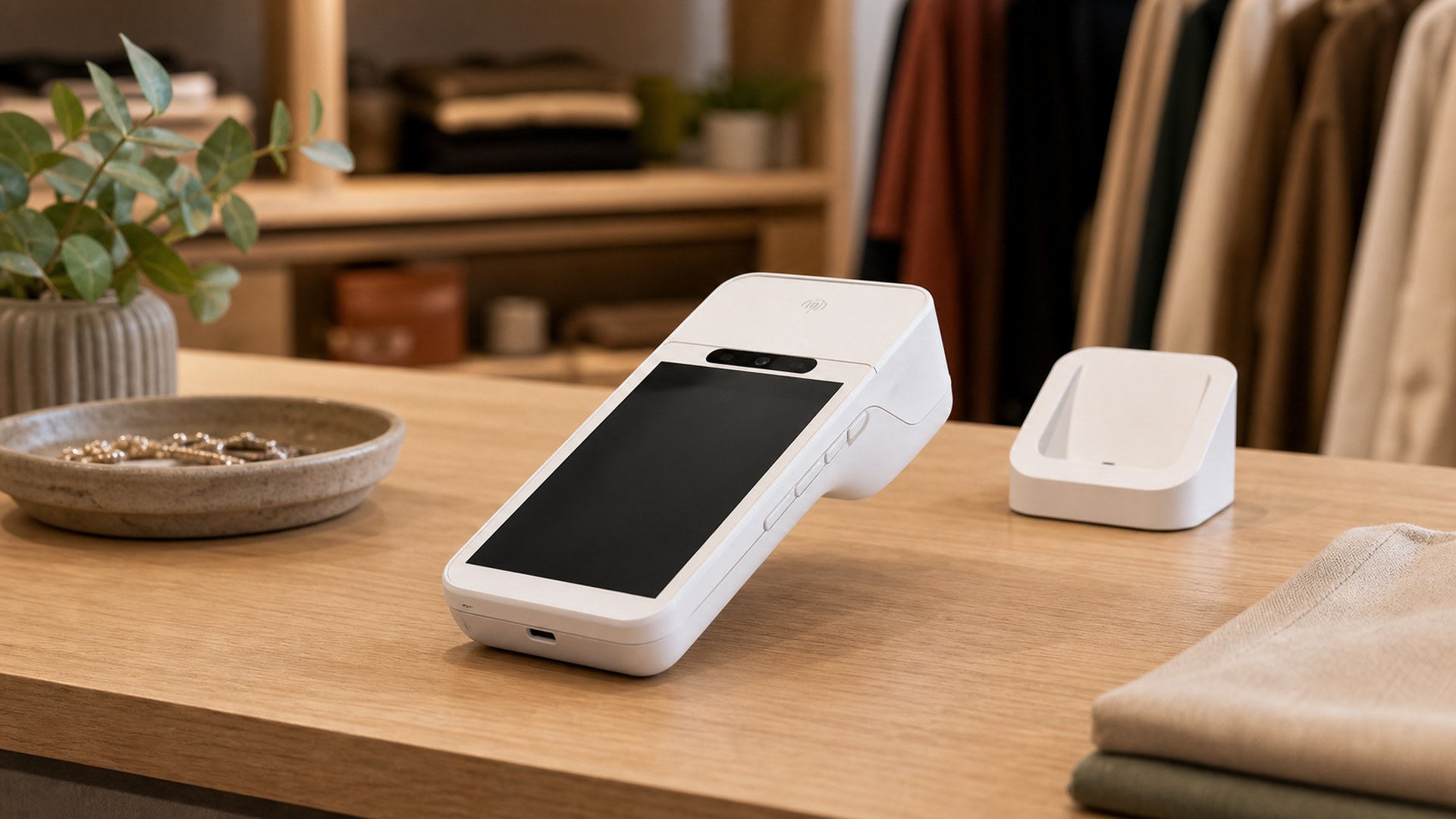 Square Handheld in a modern business workspace