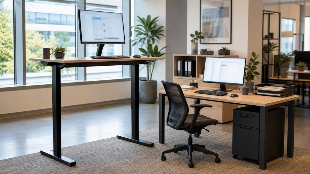 Standing Desks vs Traditional Desks business comparison image