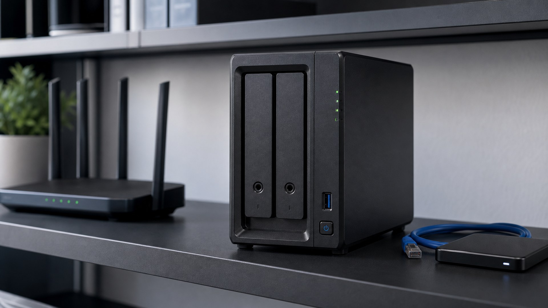 Synology DiskStation DS224+ in a modern business workspace