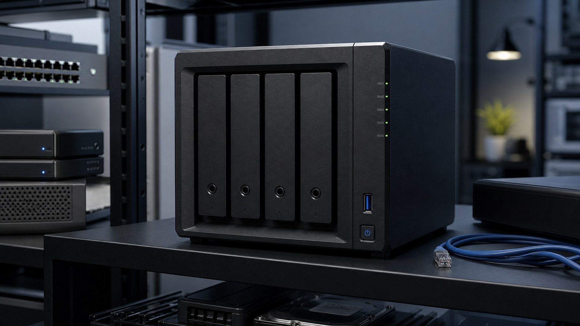 Synology DiskStation DS923+ in a modern business workspace