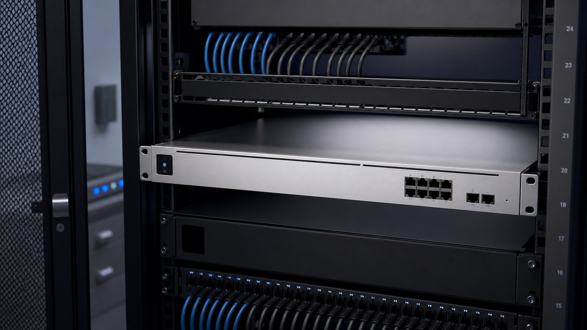 Ubiquiti UniFi Dream Machine Pro Max in a modern business workspace