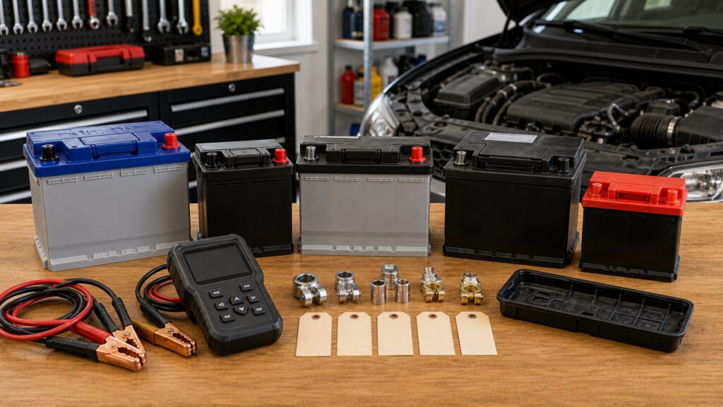 vehicle batteries shopping setup for aftermarket part selection with practical vehicle-focused details