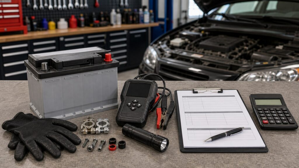 vehicle batteries shopping setup for repair shop estimate reviews with practical vehicle-focused details