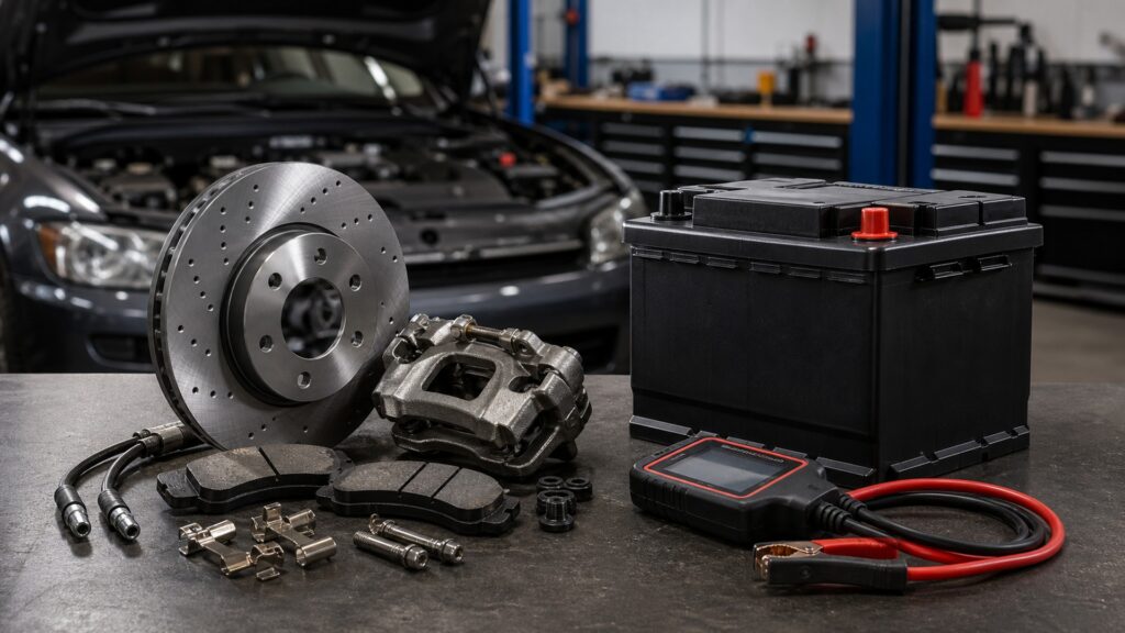 brake components different from vehicle batteries explainer hero image for Review Streets