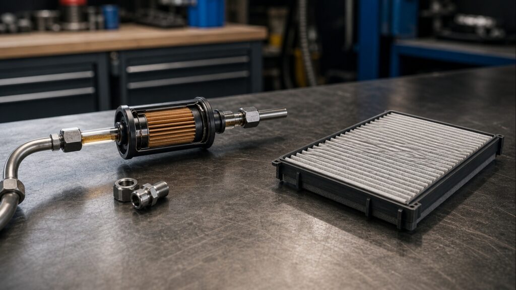 what makes fuel filters different from cabin air filters automotive replacement part explainer image