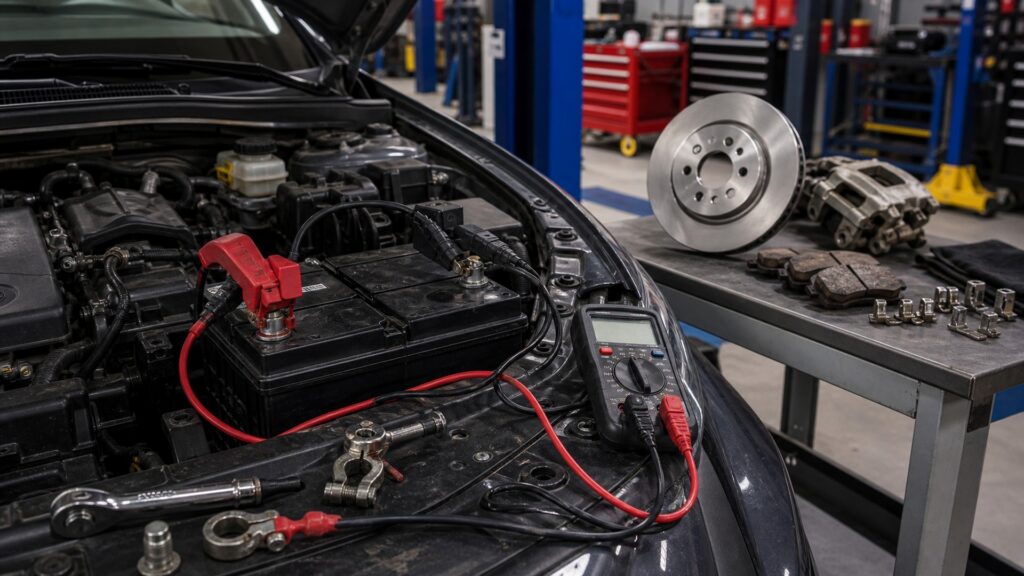 vehicle batteries instead of brake components explainer hero image for Review Streets