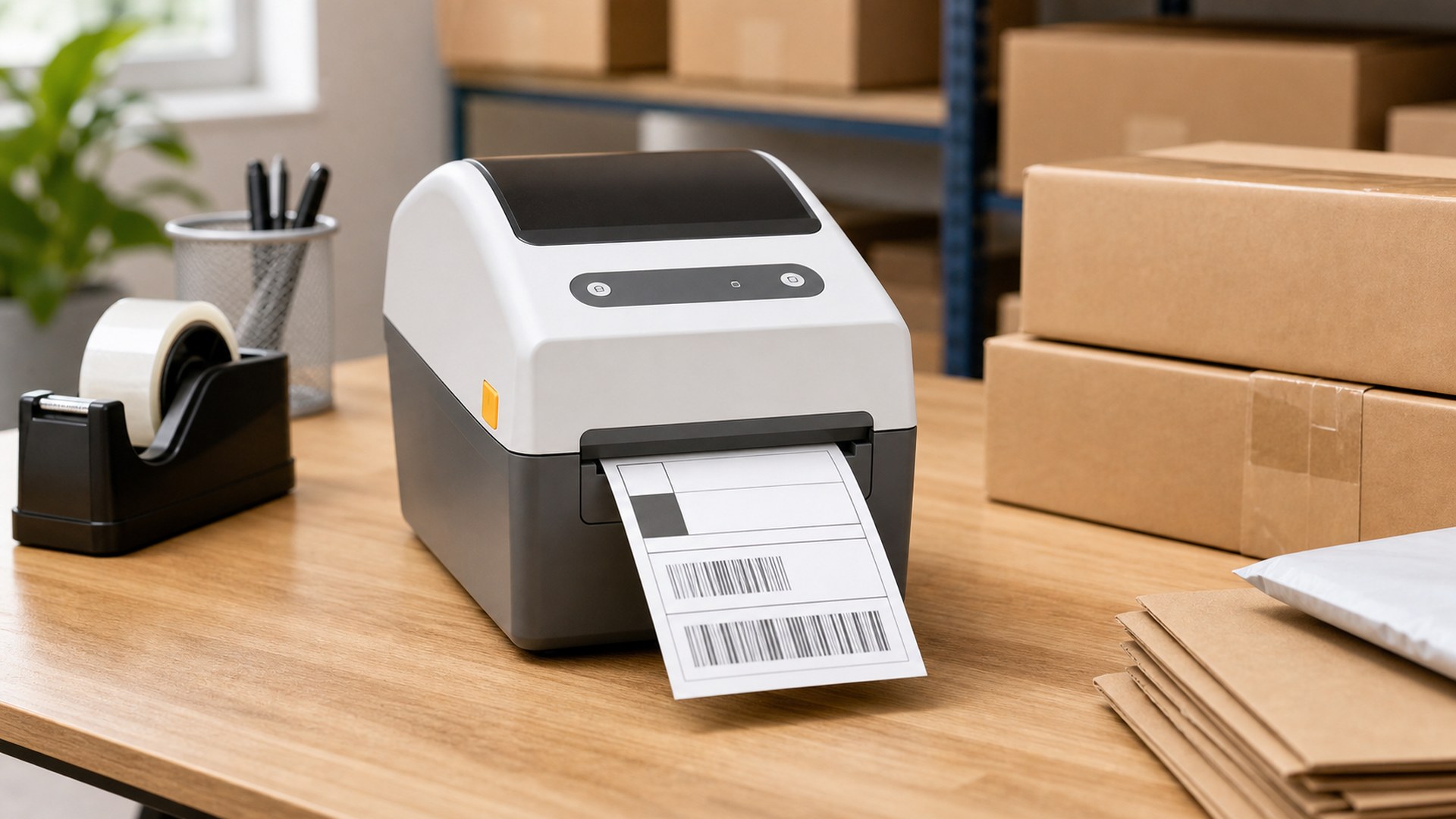 Zebra ZD421 Desktop Printer in a modern business workspace