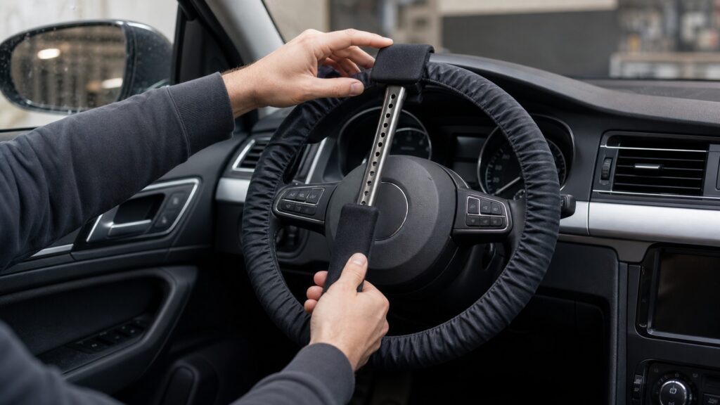steering wheel locks explainer hero image for Review Streets