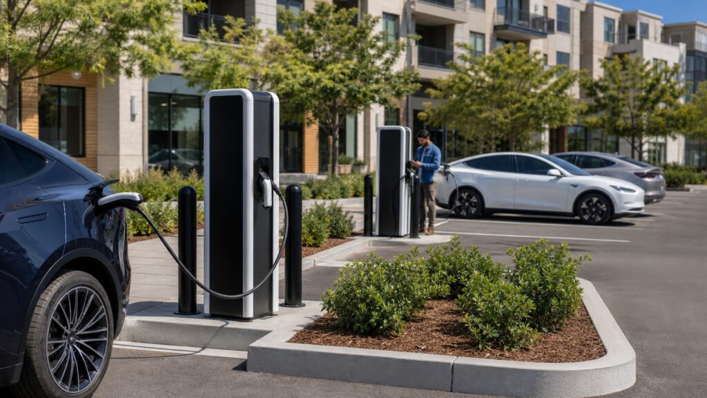 commercial ev charging stations explainer hero image for Review Streets