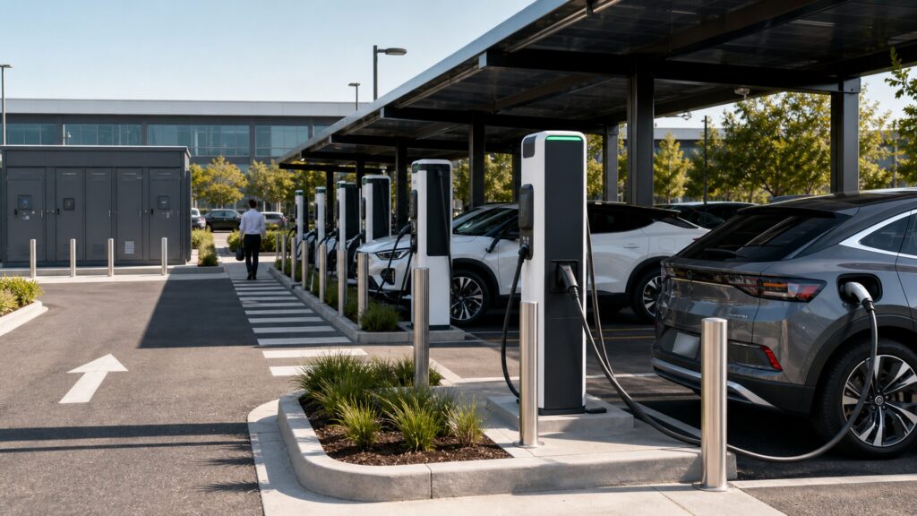 commercial ev charging stations explainer hero image for Review Streets
