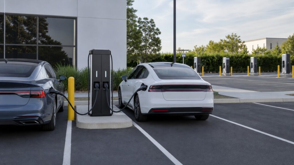 dual port ev chargers explainer hero image for Review Streets