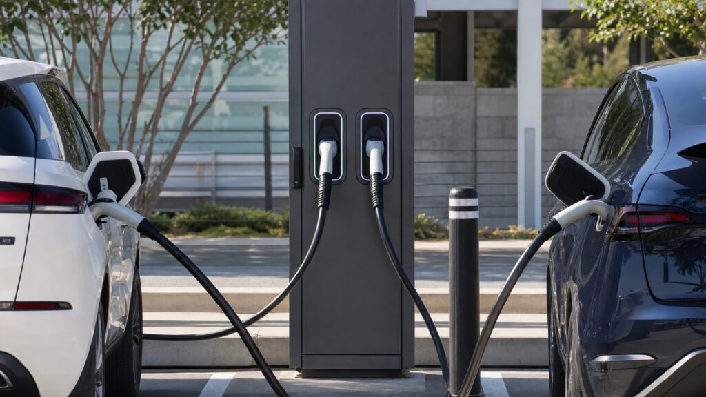 dual port ev chargers explainer hero image for Review Streets