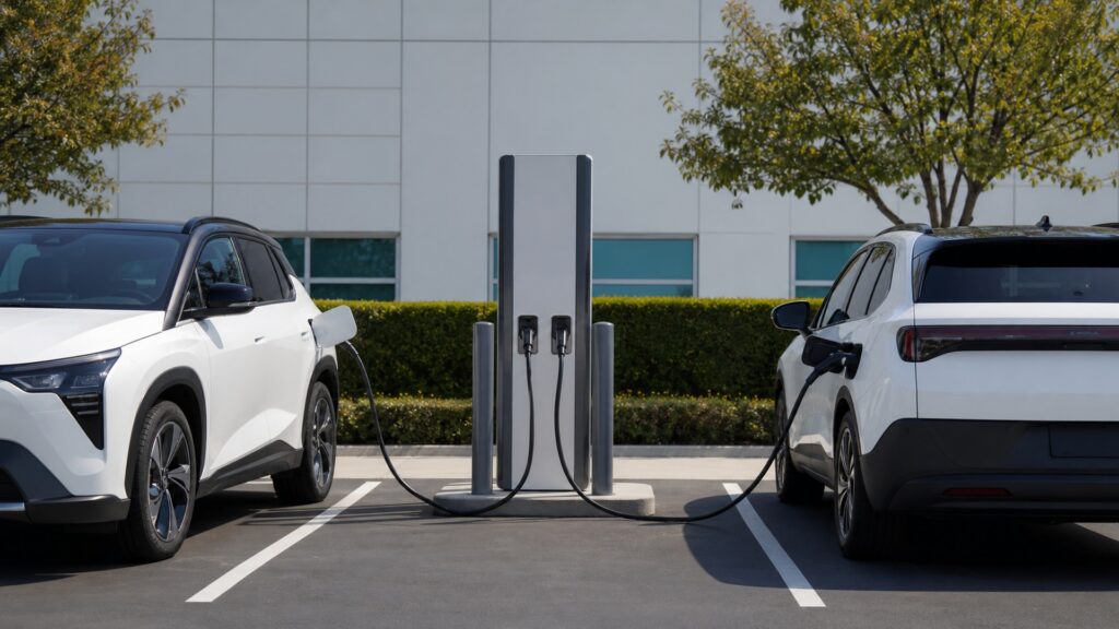 dual port ev chargers explainer hero image for Review Streets