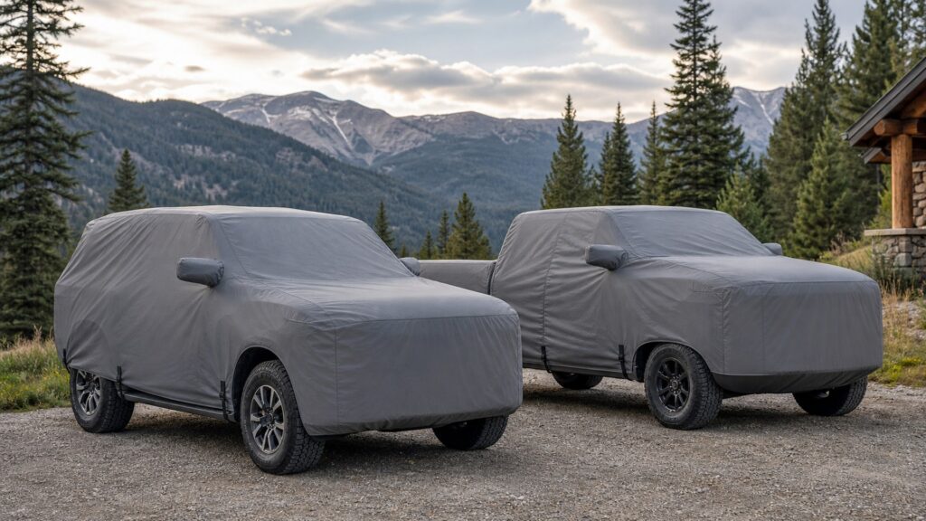 all-weather car covers shopping setup for truck and suv utility builds with practical vehicle-focused details