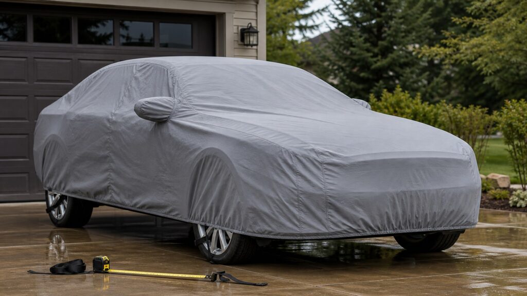 all-weather car covers shopping setup for vehicle fitment and mounting with practical vehicle-focused details