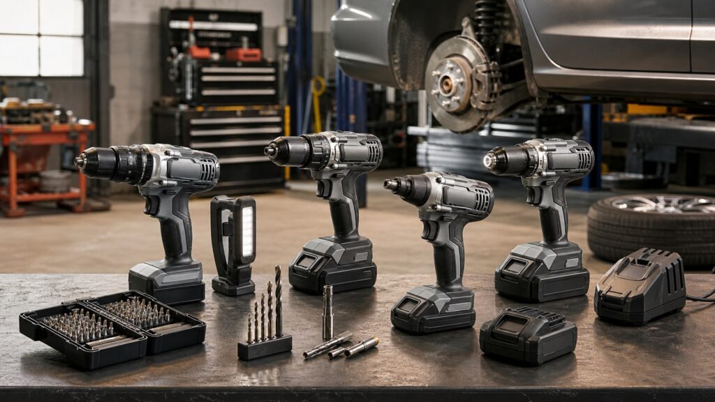 automotive drill drivers shopping setup for overall selection with practical vehicle-focused details
