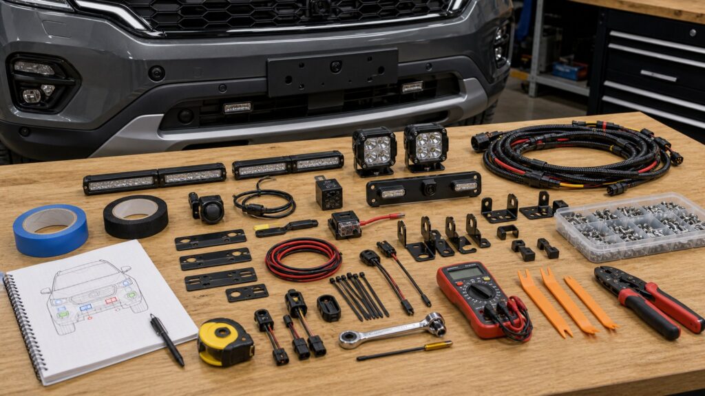 auxiliary lighting shopping setup for camera and sensor integration with practical vehicle-focused details